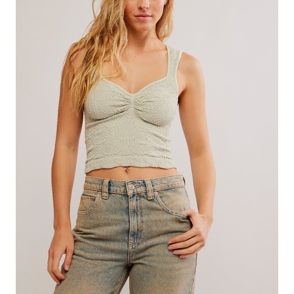 FREE PEOPLE Love Letter Sweetheart Cami / Pale Aqua - Picture 2 of 6